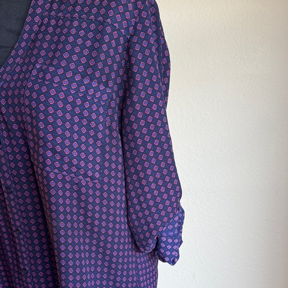Express Blue and Red Button Down Shirt - Picture 4 of 5